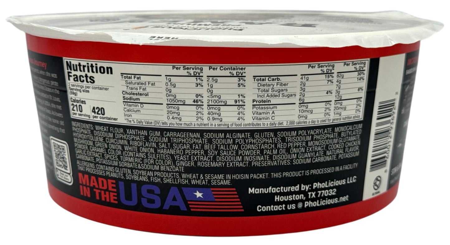 PREMIUM RAMEN: Spicy BEEF, Instant, PhoLicious Brand, 4 Pack / 4.19 Ounce Bowls, Fresh Ingredients