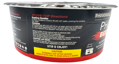 PHO: BEEF, Pholicious Authentic Instant Pho , Vietnamese Rice Noodle Soup, 4 pack / 3.6 Ounce Bowls, Ramen Alternative & Fresh Ingredients