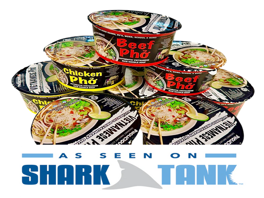 SHARK TANK BUNDLE COMBO PACK - LIMITED TIME Instant Pho Vietnamese Rice Noodle Soup, 8 pack (4 Beef / 4 Chicken)
