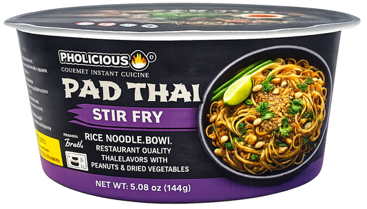 COMING March 2026 - PhoLicious Instant Pad Thai, Thai Rice Noodle Stir-Fry Bowl, Single Serve 5.08 oz, Gourmet Meal, Authentic Flavors & Fresh Ingredients, As Seen On Shark Tank