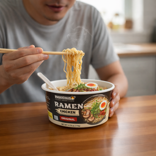 PREMIUM RAMEN: ORIGINAL Chicken, Instant, PhoLicious Brand, 4 Pack / 4.19 Ounce Bowls, Fresh Ingredients