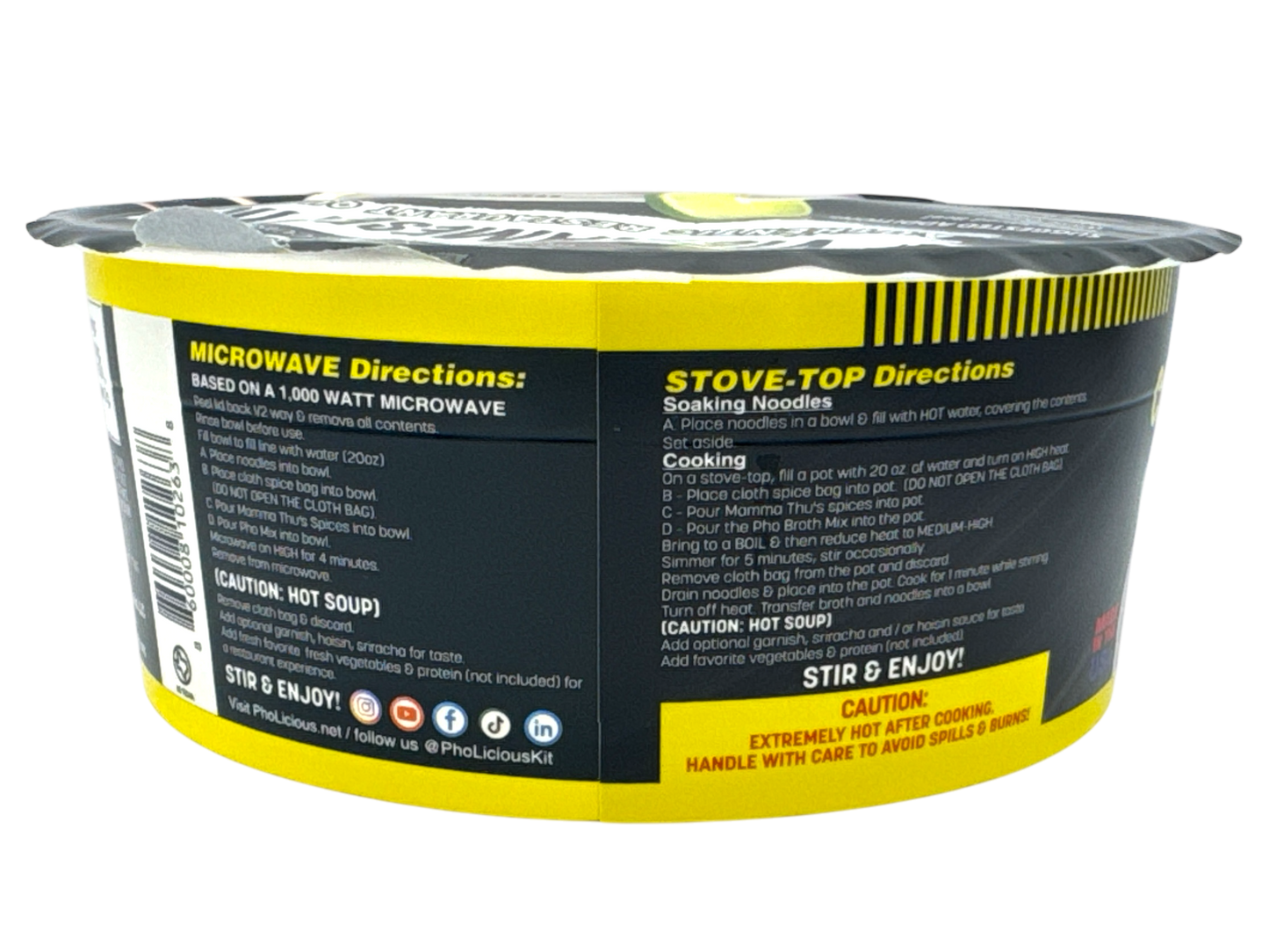 Instant CHICKEN Pho Pholicious,, Vietnamese Rice Noodle Soup, 4 pack / 3.6 Ounce Bowls, Ramen Alternative & Fresh Ingredients
