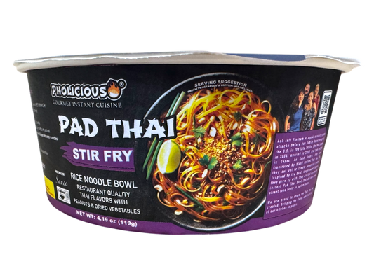 COMING January 2026 - PhoLicious Instant Pad Thai, Thai Rice Noodle Stir-Fry Bowl, Single Serve 5.08 oz, Gourmet Meal, Authentic Flavors & Fresh Ingredients, As Seen On Shark Tank