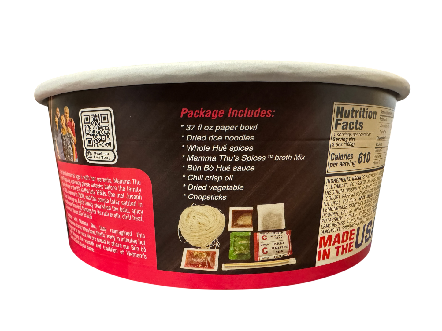 WALMART EXCLUSIVE - PhoLicious Instant Bun Bo Hue, Bún Bò Huế, Vietnamese Spicy Beef Rice Noodle Soup Bowl, Single Serve 4.15 oz, Gourmet Meal, Authentic Flavors & Fresh Ingredients, As Seen On Shark Tank