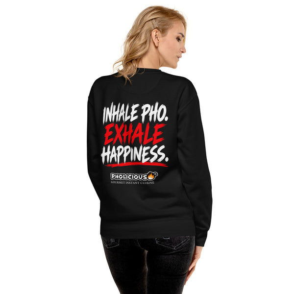 PhoLicious Unisex Premium Sweatshirt - Exhale Happiness packaging